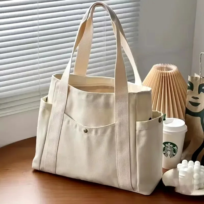 Large Capacity Canvas Tote Bags for Work Commuting Carrying Bag College Style Student Outfit Book Shoulder Bag 250516