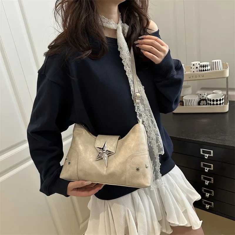 Casual Y2k Cool Hot Girls Pu Crossbody Bag Commuter Female Phone Handbags Purse Punk Style Star Design Women Hobos Shoulder Bags M250520