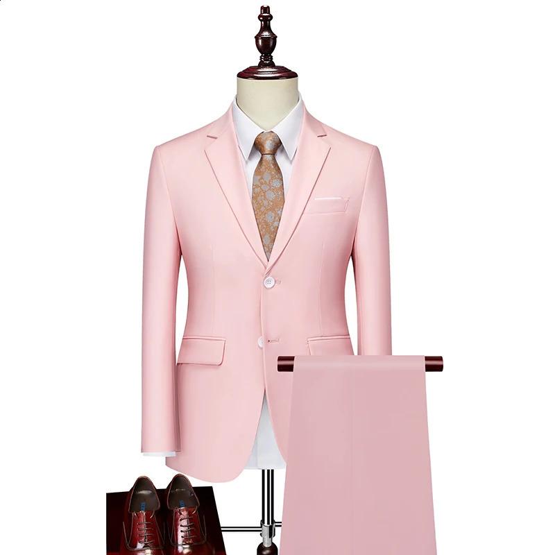 Mens Business Casual Wedding Suit Black Two-Piece Set with Waistcoat And Trousers Fashionable And Handsome Trend 250519