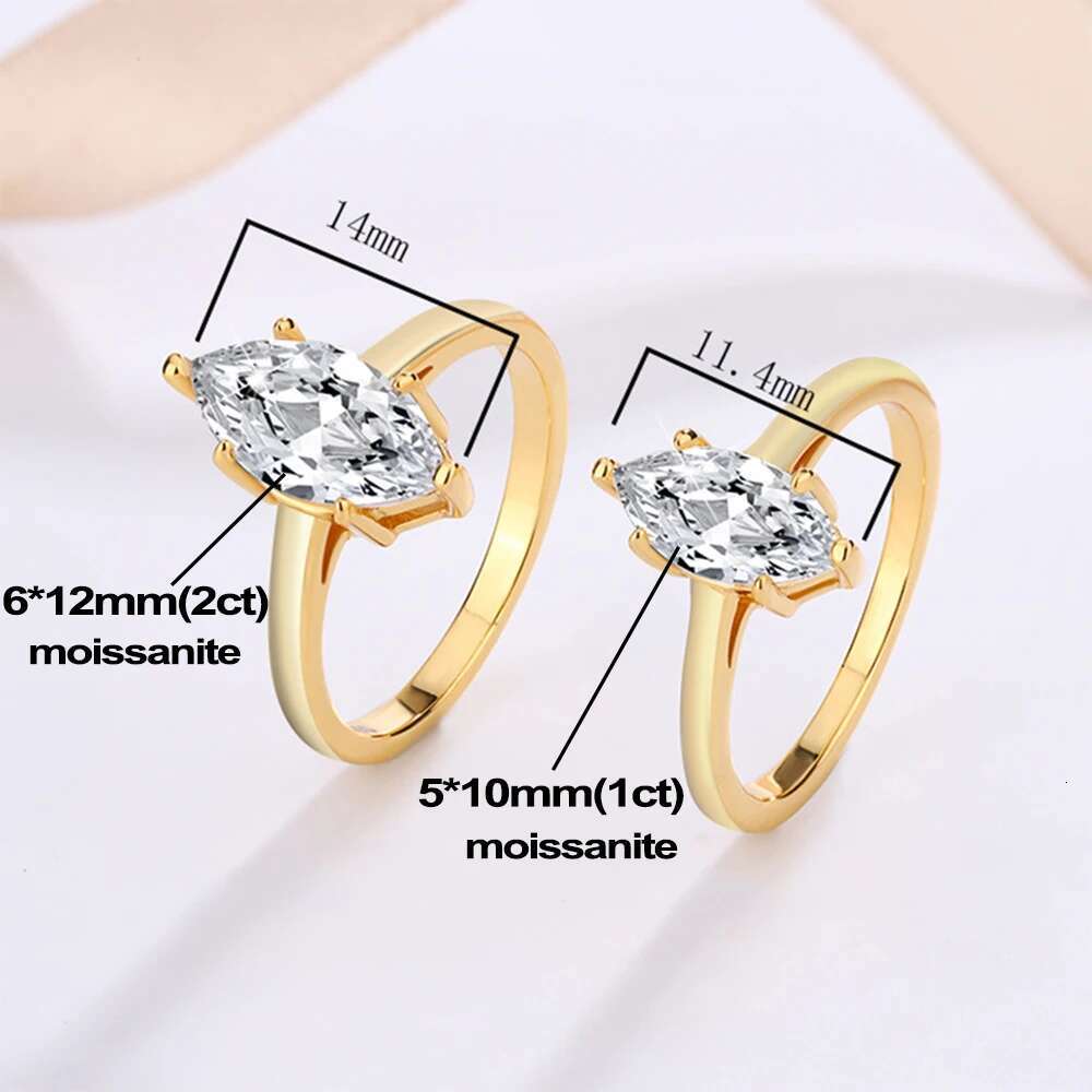 1CT 2CT Marquise Cut Solitaire Moissanite Engagement Ring For Women 925 Sterling Silver 6 Prong Wedding Band With GRA Certified