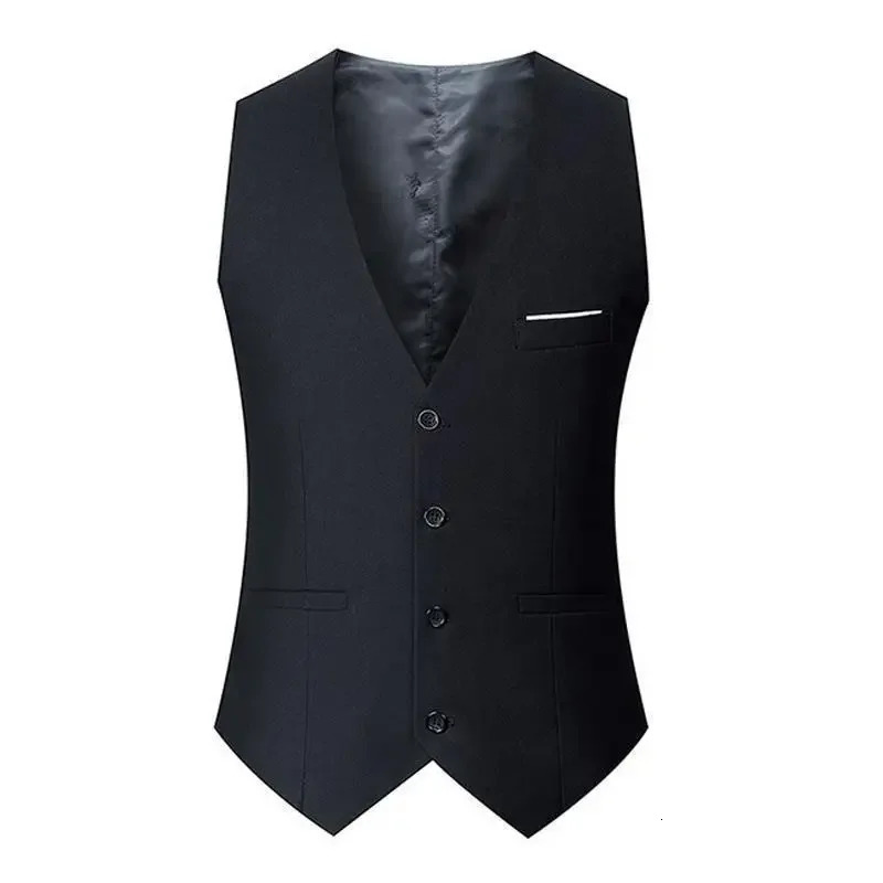 Slim Fit Suit Vests For Men Black Grey Navy Blue Business Casual Male Waistcoat Single Breasted Gilet Homme Formal Jacket 250520