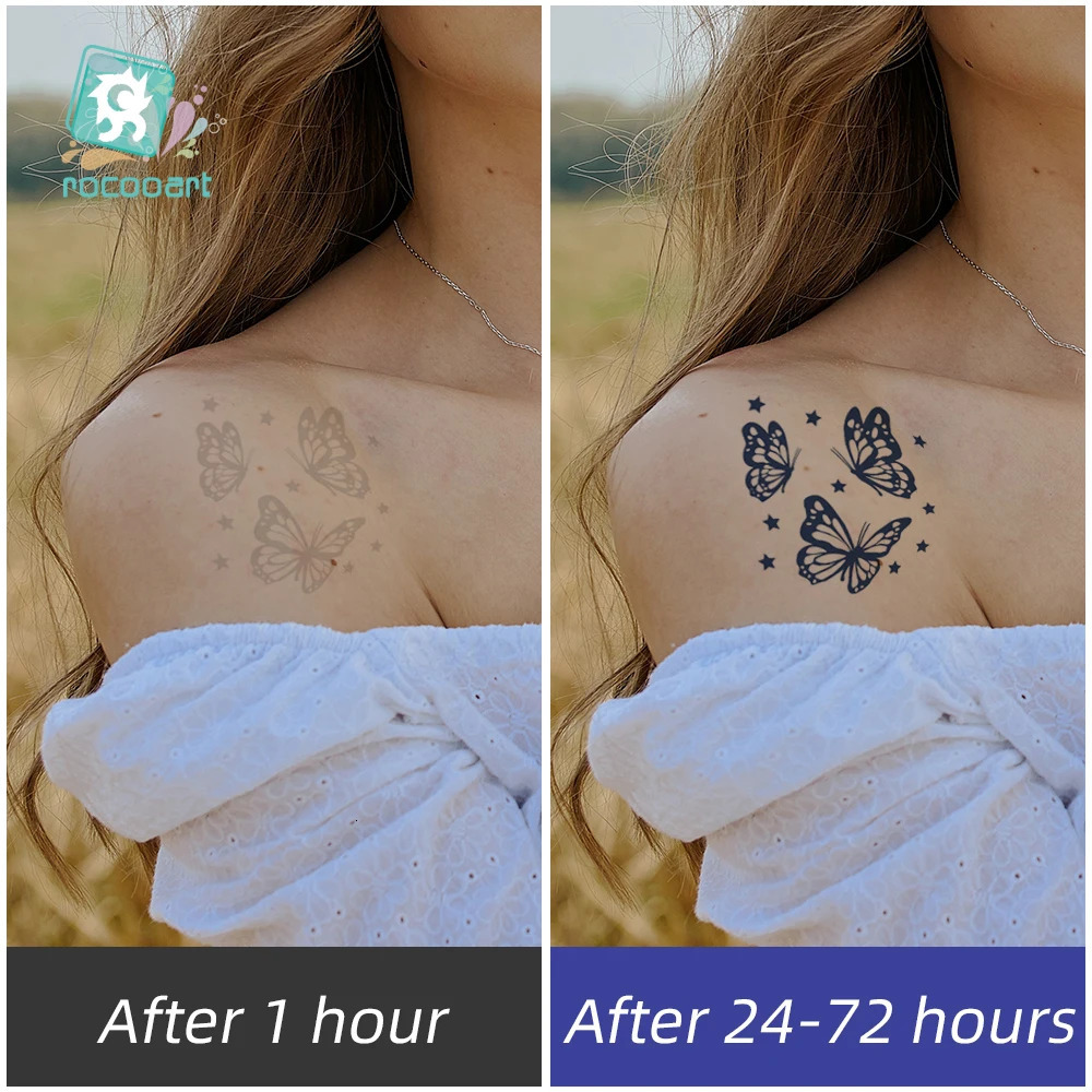 30pcs Semi Permanent Cartoon Herbal Tattoo Stickers For Womens Waterproof Disposable Water Transfer Printing Stickers 250515