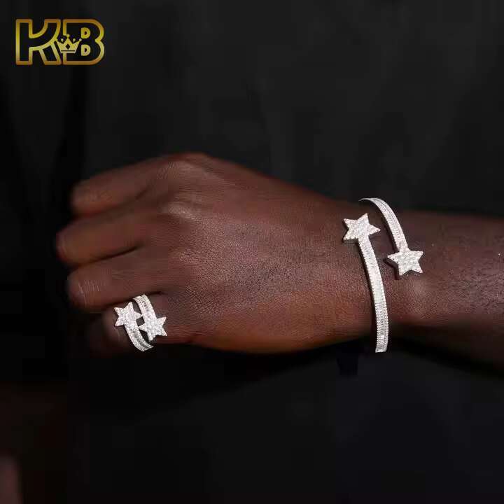 Moissanite Star Ring for Men 925 Sterling Silver VVS Diamond Cut Hip Hop Jewelry Pass Diamond Tester Engagement Bling Gift