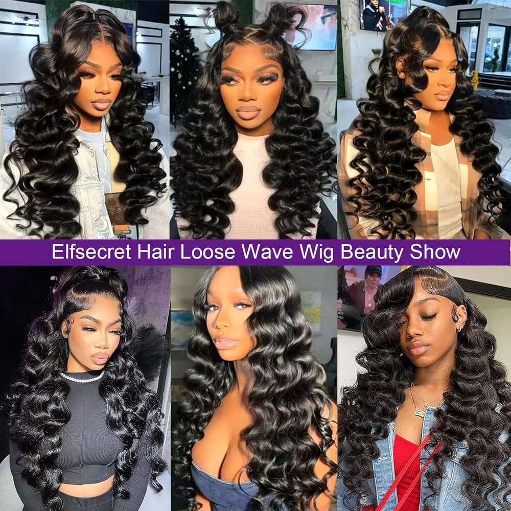 Rosabeauty Loose Deep Frontal Wave Curly 13x4 Full HD Wig Preplucked Human Hair 13X6 Lace Front Wigs For Women