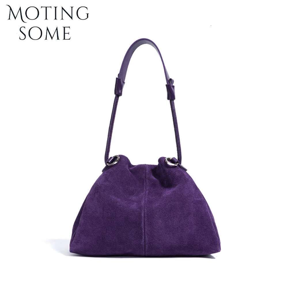Motingsome Natural Suede Shoulder Handbag Spring Color Matte Genuine Leather Mini Bag Lady Crossbody Hobos 2025 New