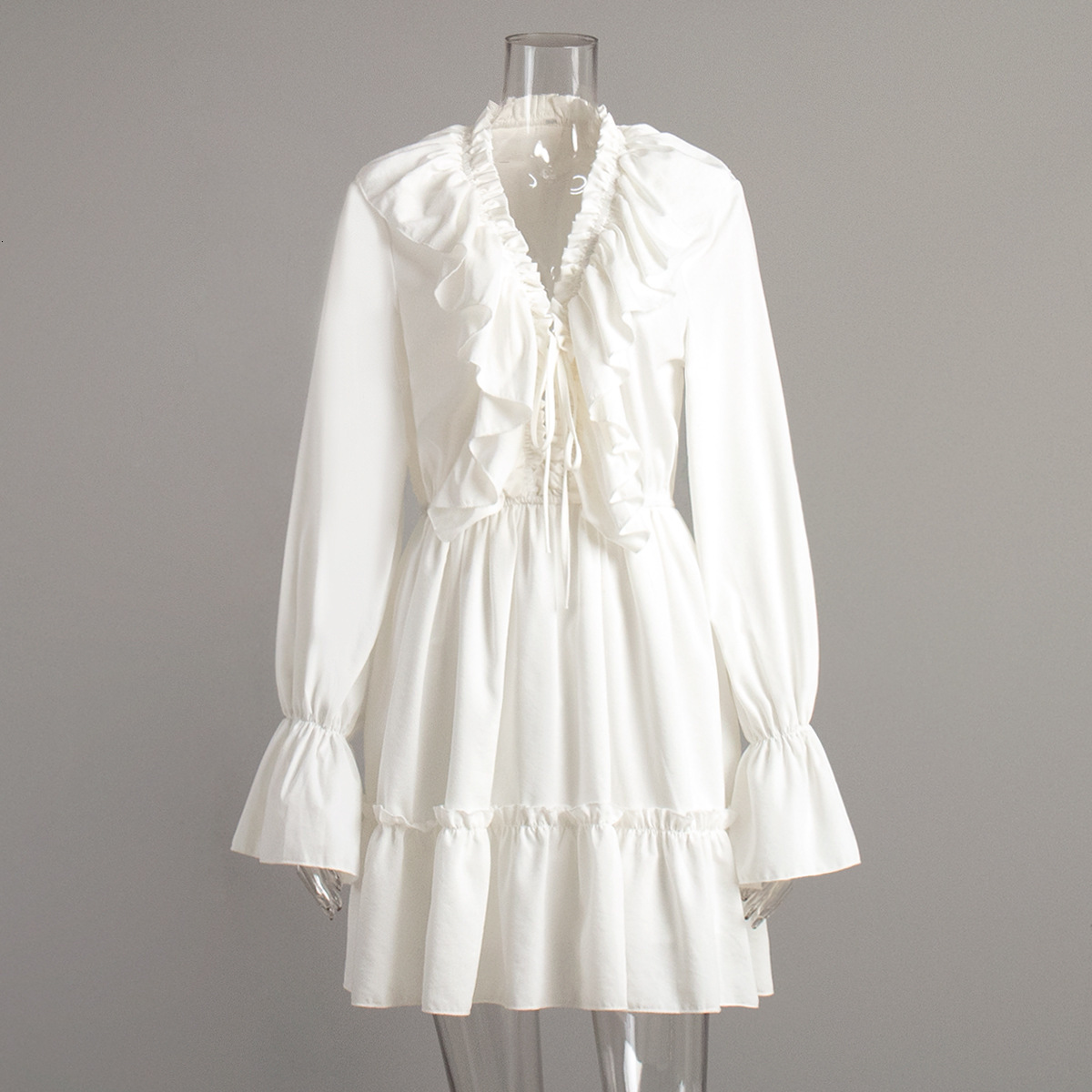 V-neck Women's 2025 Spring/summer New Flared Sleeve Dress Chiffon Short Skirt Sexy Girl Plus Size Dress Designer Dress