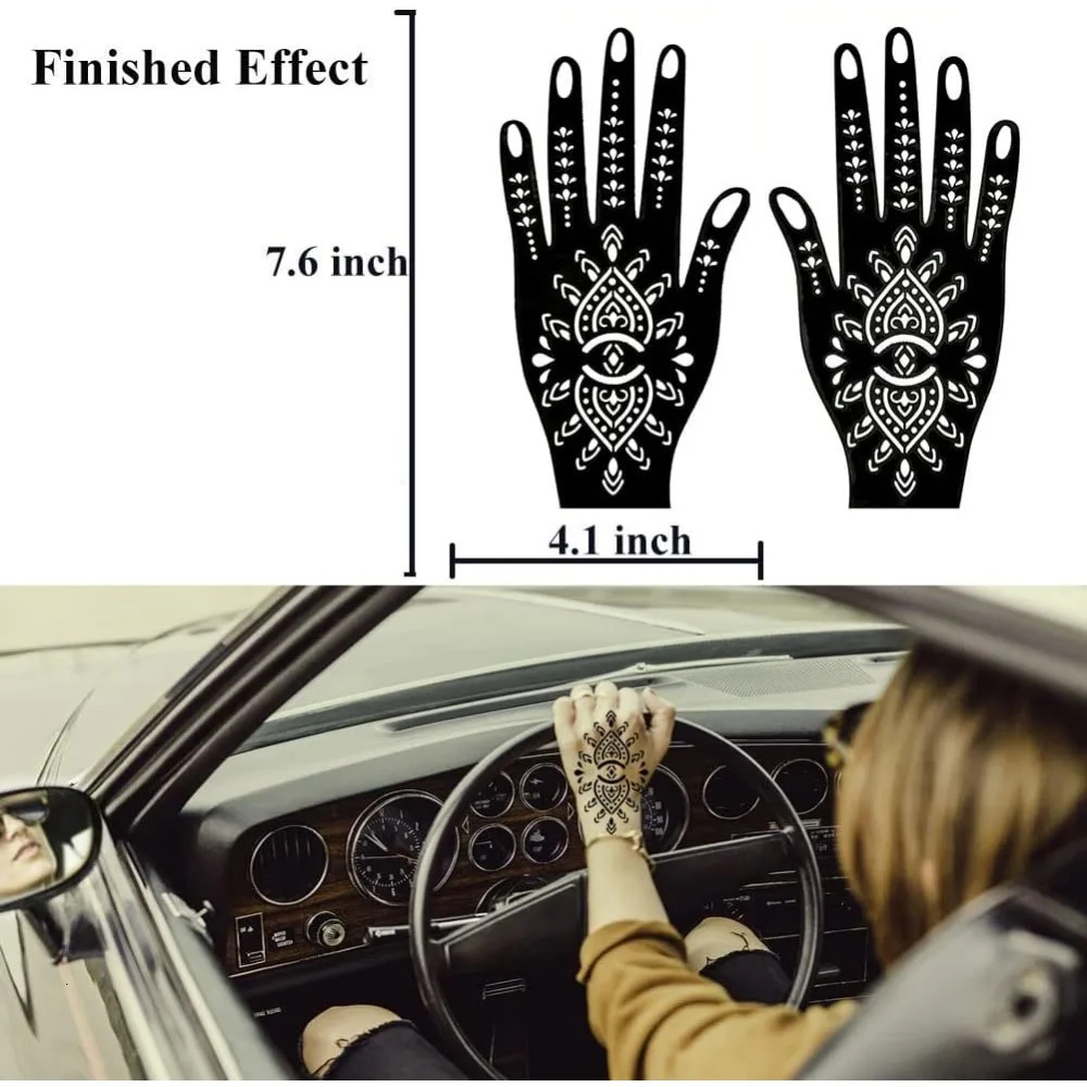 Henna Tattoo Stencils kit 12 Sheets Temporary Tattoo Stickers for Women Girls Indian Arabian Reusable Hand Tattoo Templates 250515