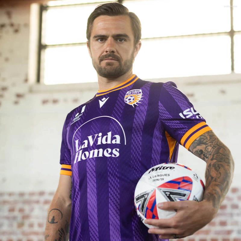 Men's T Shirts Perth Glory Summer 24-25 Season Home Luxury Designer Free Shipping And Away 3D Printed T-shirt Comfortable Breathable Outdoor Spor