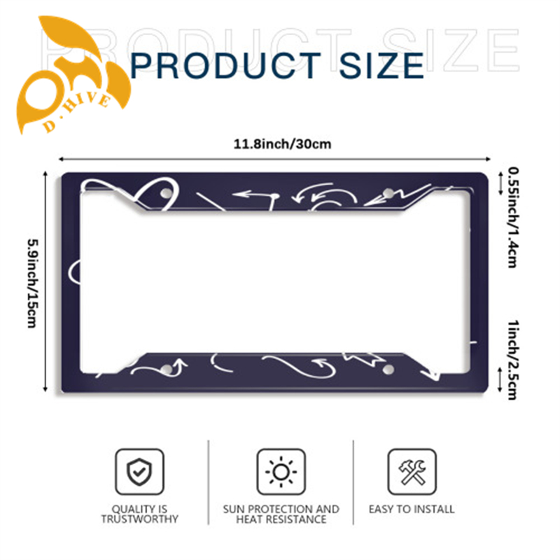 Free Shipping new fashion designer customized Exterior Accessories License Plate Frames printing Four hole holder with license plate