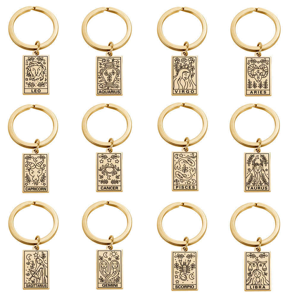 Hot selling twelve zodiac keychains, personalized stainless steel tags, keychains, bags, pendants, small gift accessories