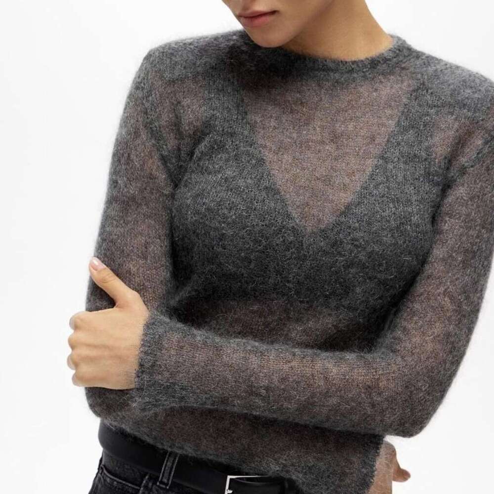 Autumn and Winter Short Hollow Knitted Sweater Women's Solid Color Long Sleeve Top 2025 New Casual Versatile Fashion Clothing