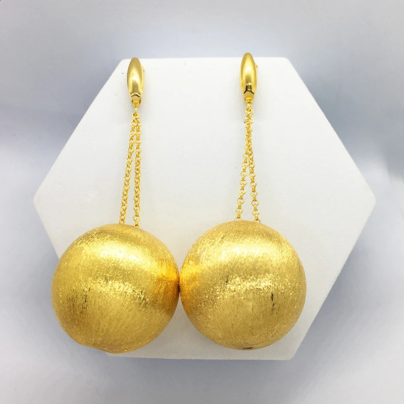 Dangle Drop Earrings African Long Chain Big Bead Hanging Teardrop Women Nightclub Party Jewelry 24K Gold Plated Anniversary Gift 250519