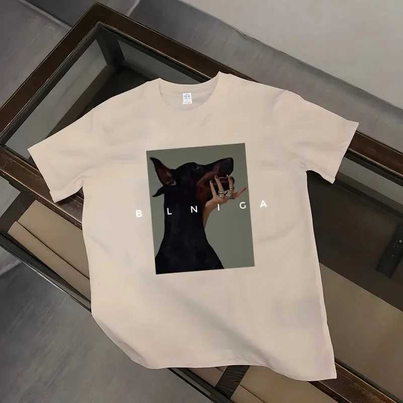 Mens Clothing T-shirt Summer Large Harajuku Running T-shirt Mens Hip Hop Gothic Doberman Street Clothing Sportswear T-shirtXJ250520