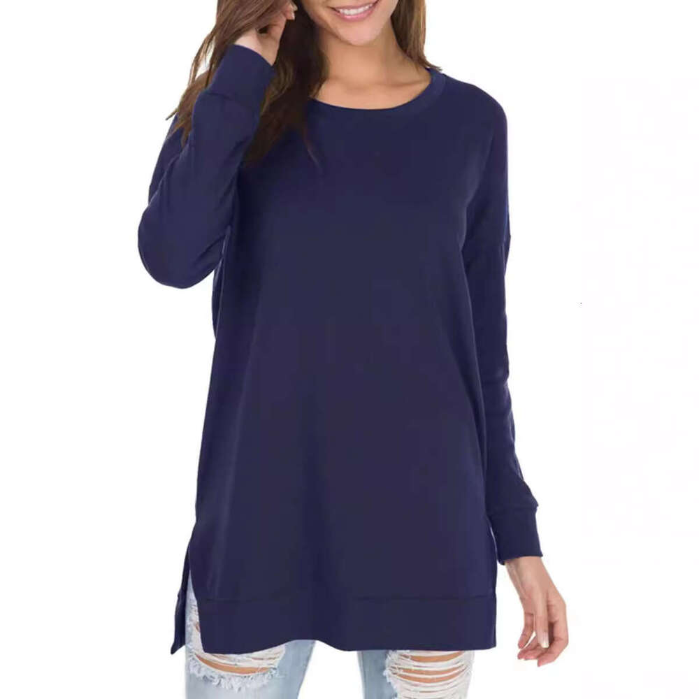 Women T Shirt Womens Clothes Designer Shirt Women T Shirt 2025 New Clothing Womens Hot Products Open Fork Loose Round Neck Long Sleeve Knitted Shirt