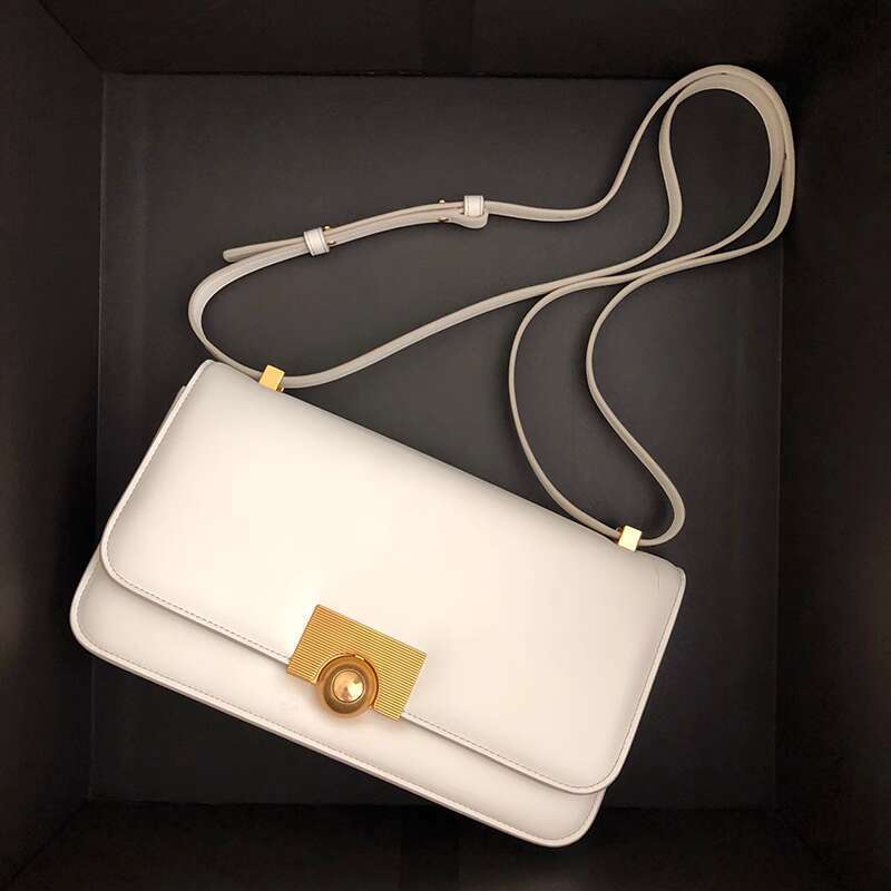 yuan Underarm Tofu Box Cowhide Shoulder Strap Small Square Genuine Leather Wine God Bag