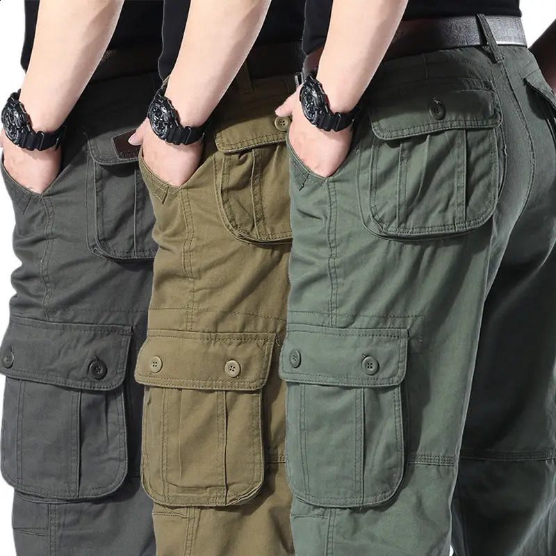 Mens Camo Pants Tactical Cargo Trousers Pure Cotton Overalls Camouflage Loose Work Wear Sports Climbing Sweatpants Heavy Weight 250517