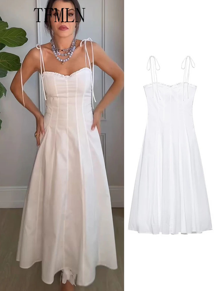 TFMLN Elegant Women Tierred Strap Long Dresses Summer Sweetheart Collar Sleeveless Party Dress Sexy Slim Date Night 250520