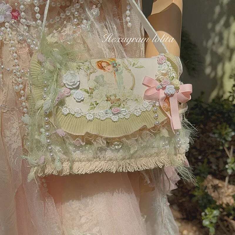 Retro Sweet Lolita Pastoral Forest Cla Girl Yuenai Handbag Messenger Lo Bag