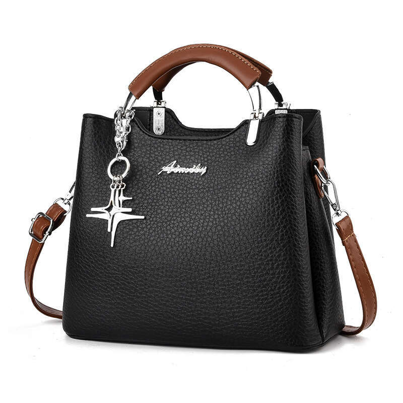 Women s textured shoulder bag simple and versatile handbag soft leather large capacity commuting women bags