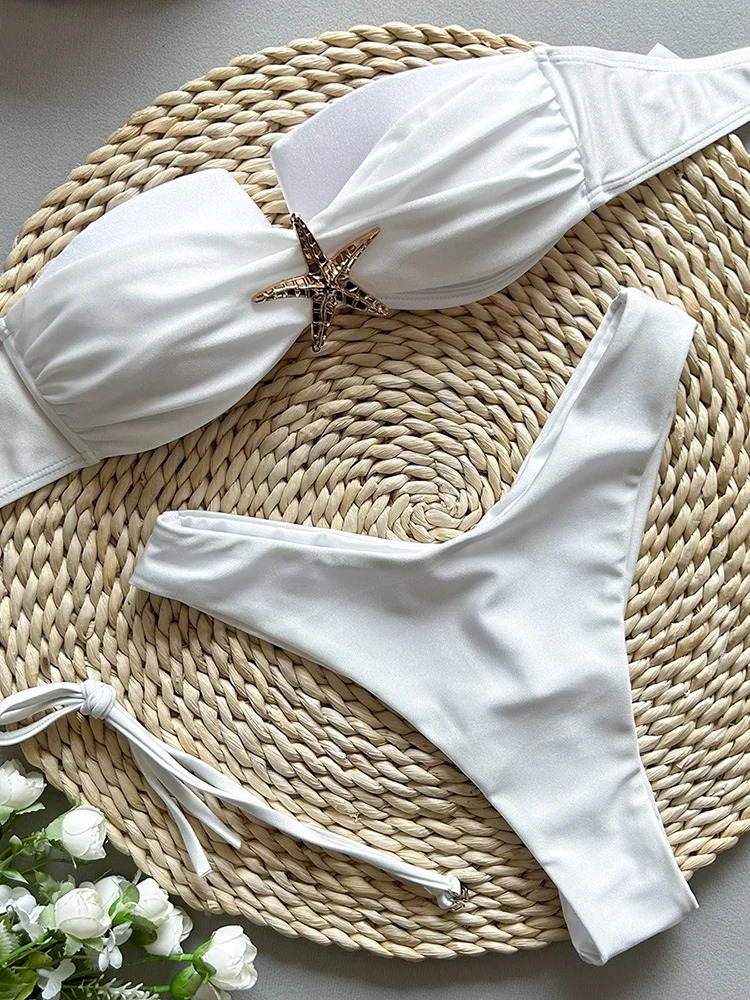 OIINAA Sexy Two-Piece Bikini Set Women Swimsuit Strapless Backless Female Swimwear Bathing Summer Chic Classic Fashion Beachwear 250516