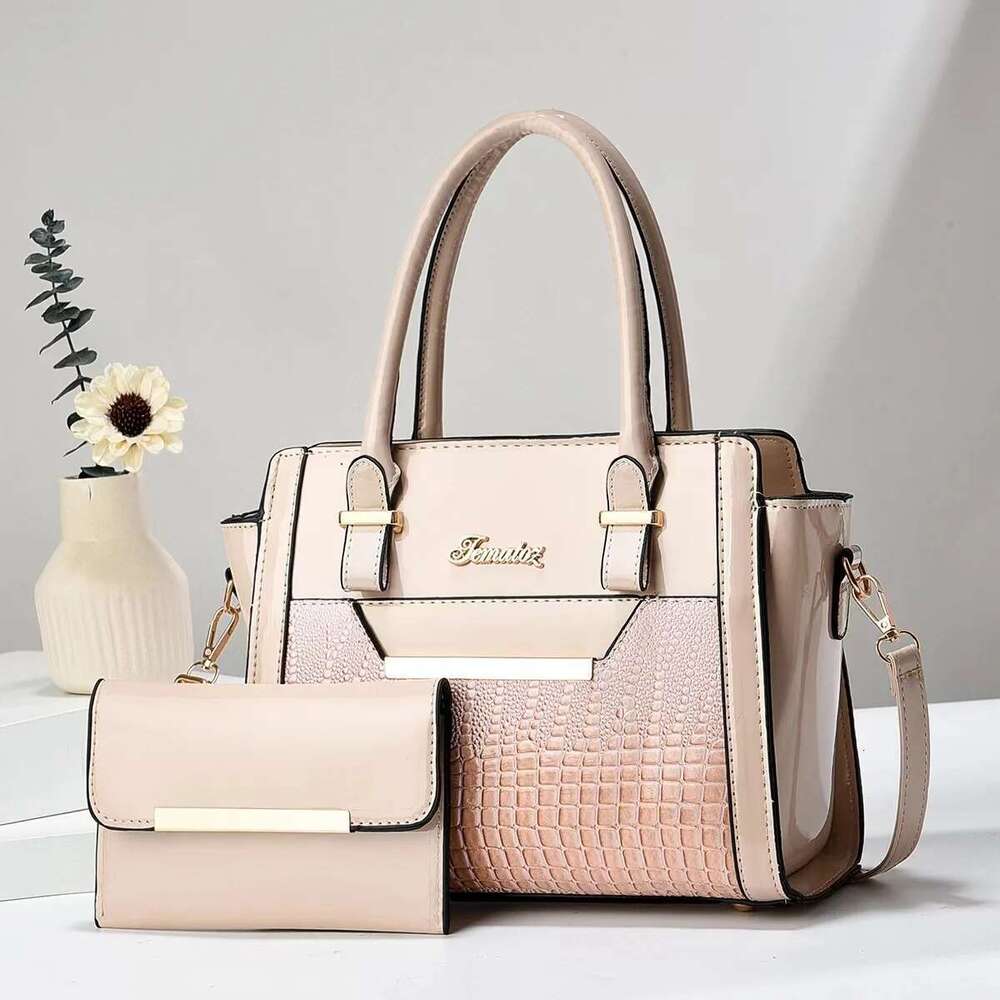 2Psc Set Handbags Large Capacity Women Bag Ladies Leather Tote Shoulder Bags