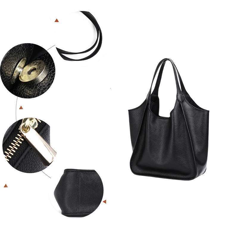 Aidrani The Capacity Casual Women's Tote Made Of High Quality Cowhide And Is A Black Large Bag