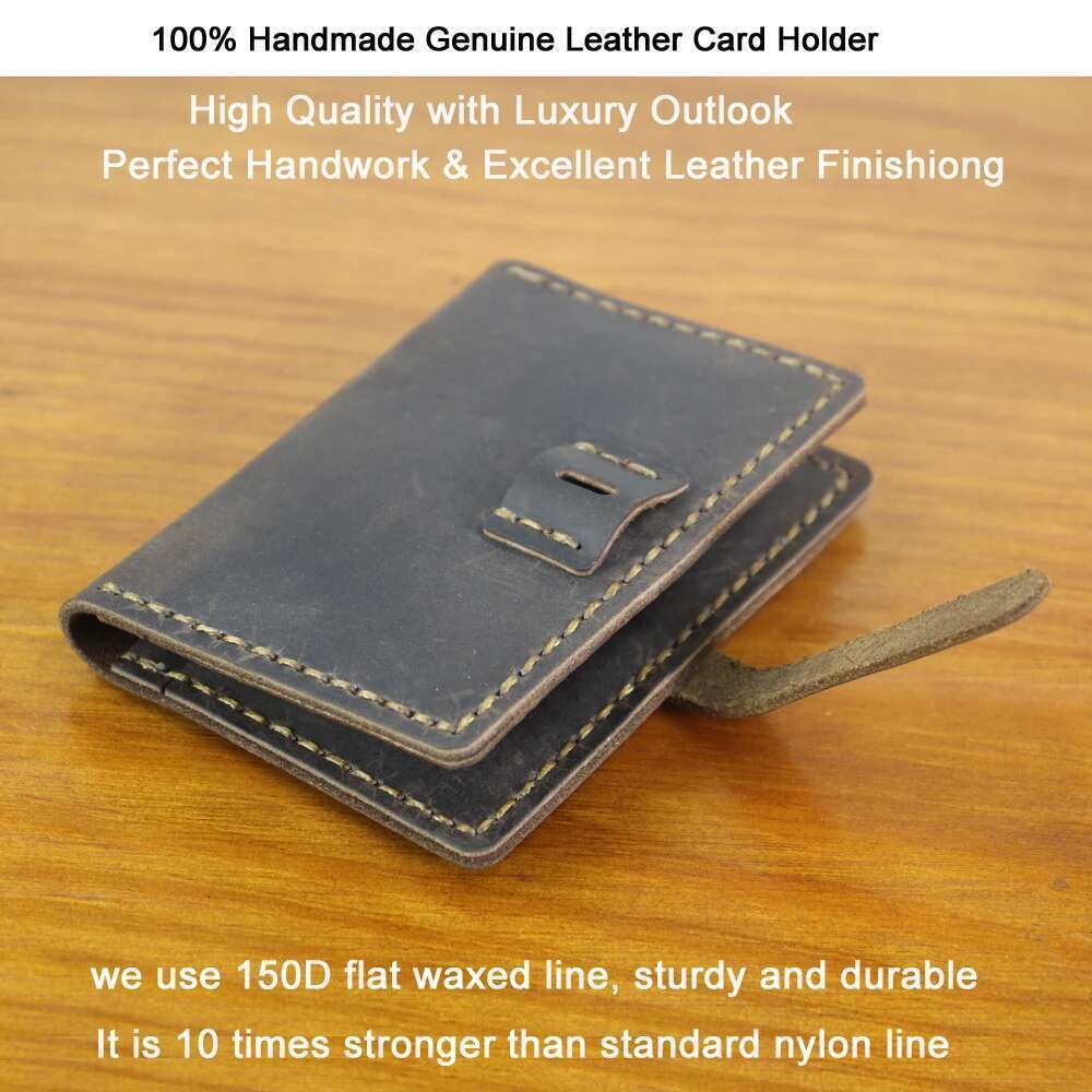 High Quality Handmade Genuine Holder Men Wallet ID Business Card Sleeve Leather Women Bifold Purse Small MC431