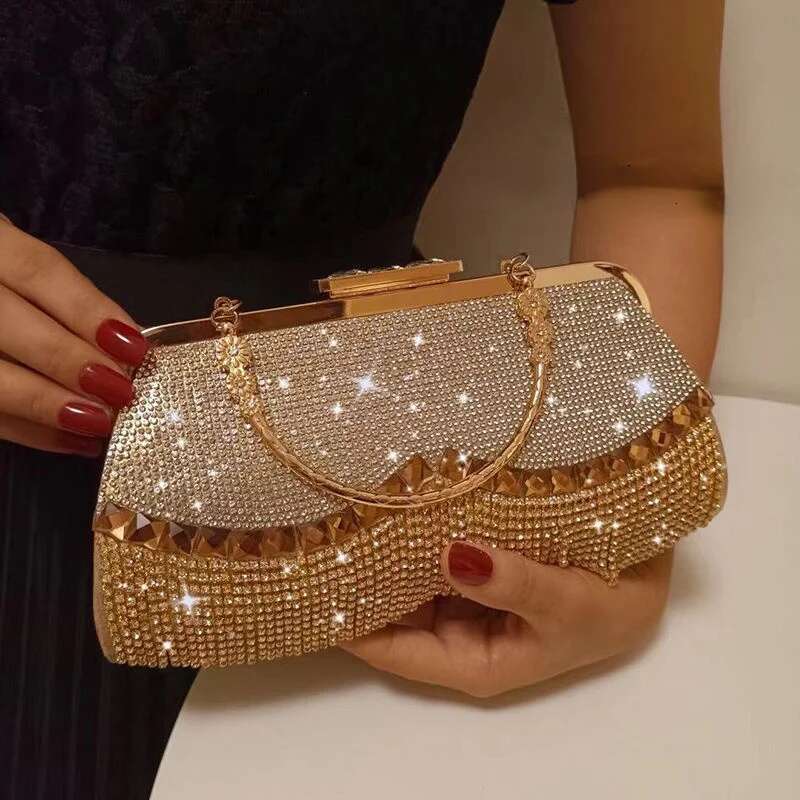Women Banquet Handbags 2022 New Dia-Studded Tassel Evening Bags Femme Wedding Purse Dress Beaded Party Clutch