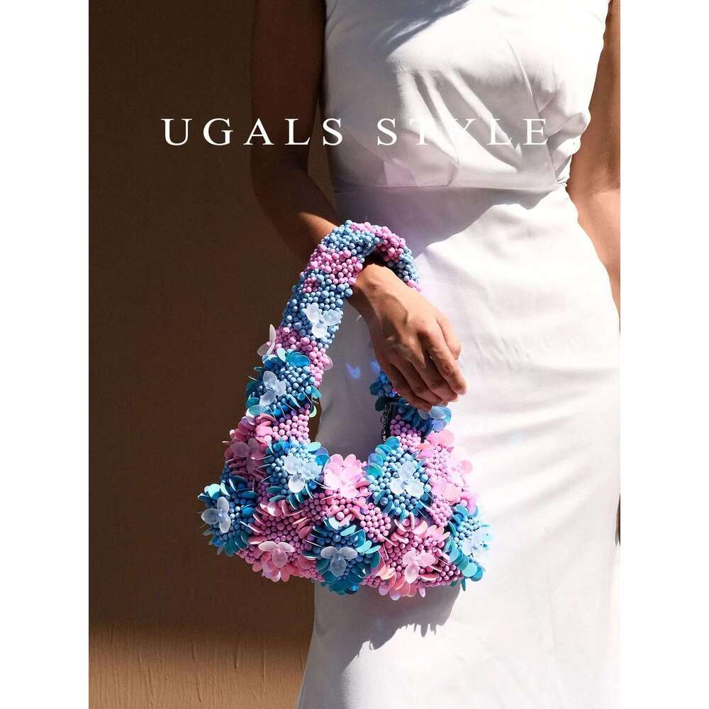 Handmade Bead Flower Evening Bags Crystal Top Handle Bag For Women Purses And Handbag
