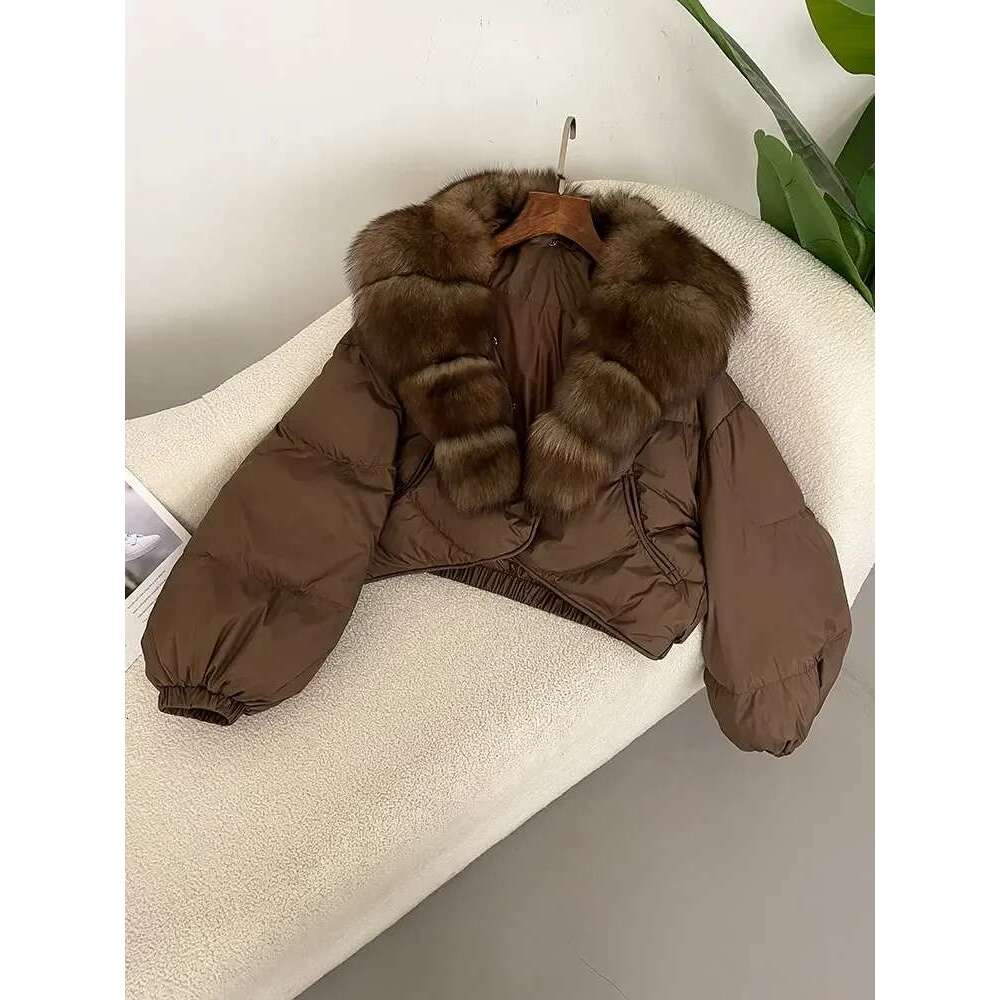 OFTBUY Winter Jacket Women Real Fox Raccoon Fur Collar Natural Thick Warm Duck Down Coat Short Outerwear Streetwear Loose Casual