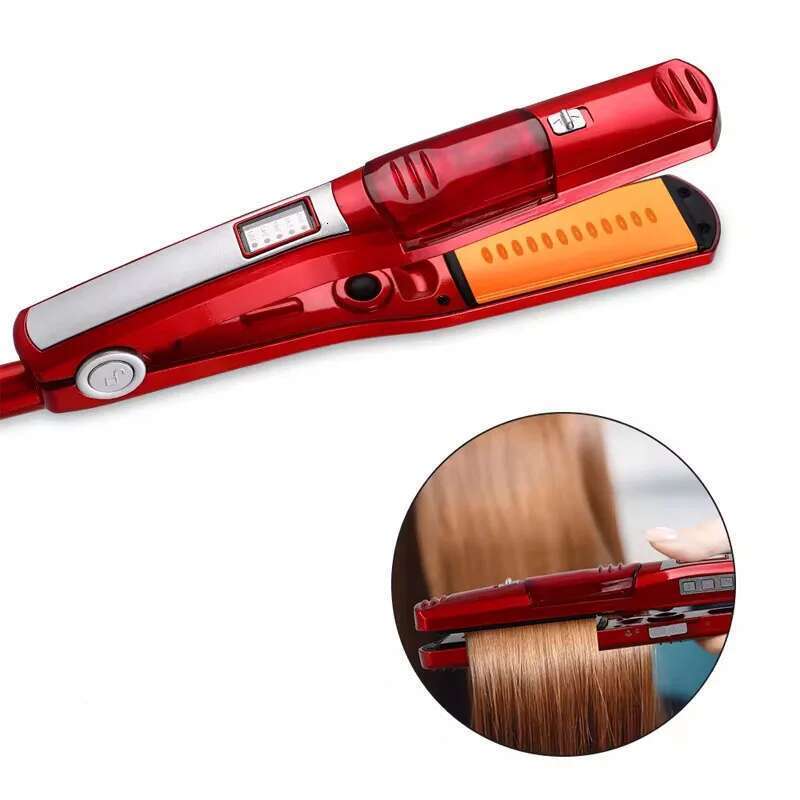 Profesional Strong Steam Straightener Portable Salon Wide Hair Care 2 in 1 Flat and Curling Iron