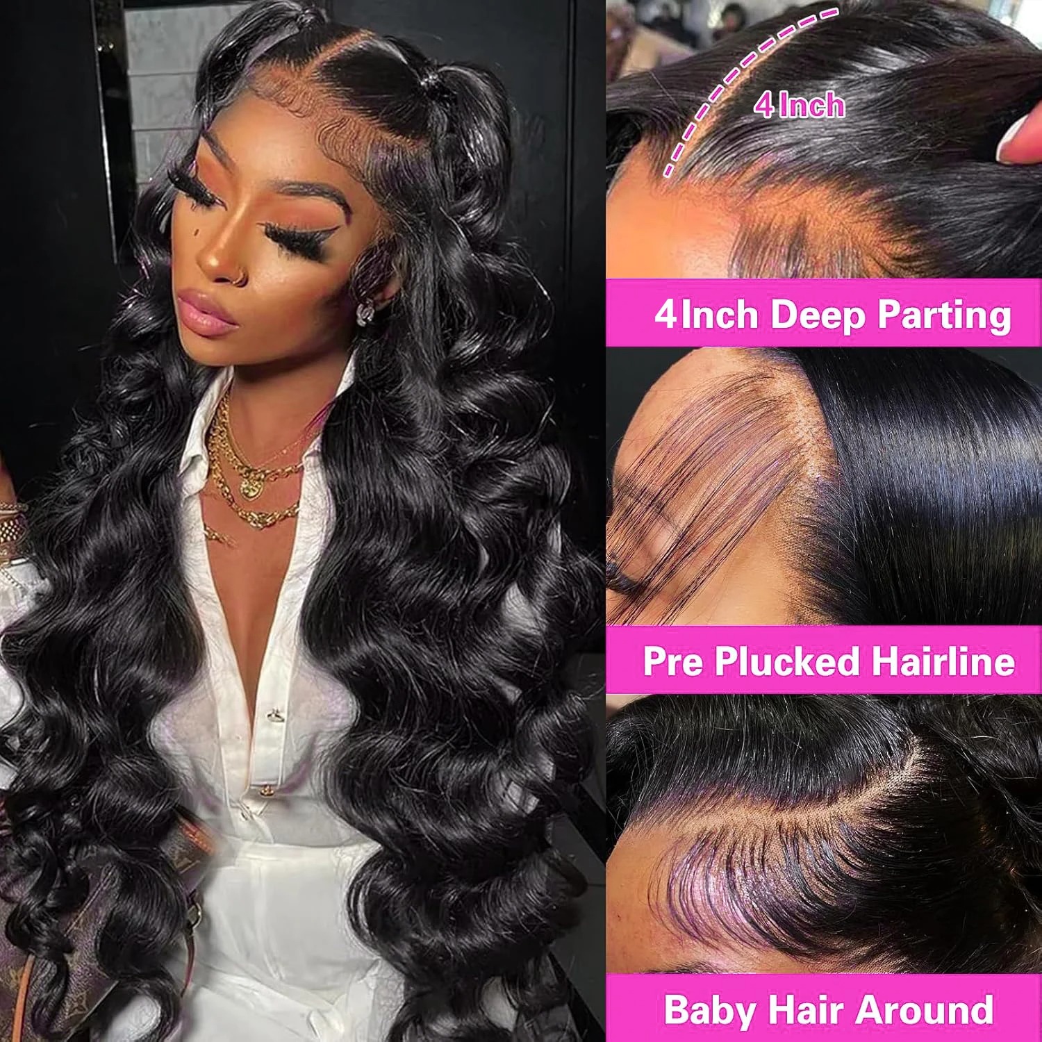 250 Density Body Wave 13x4 HD Transparent Lace Front Human Hair Wig black 13x6 Lace Frontal Wigs 36 Inch Pre Plucked synthetic lace front wigs