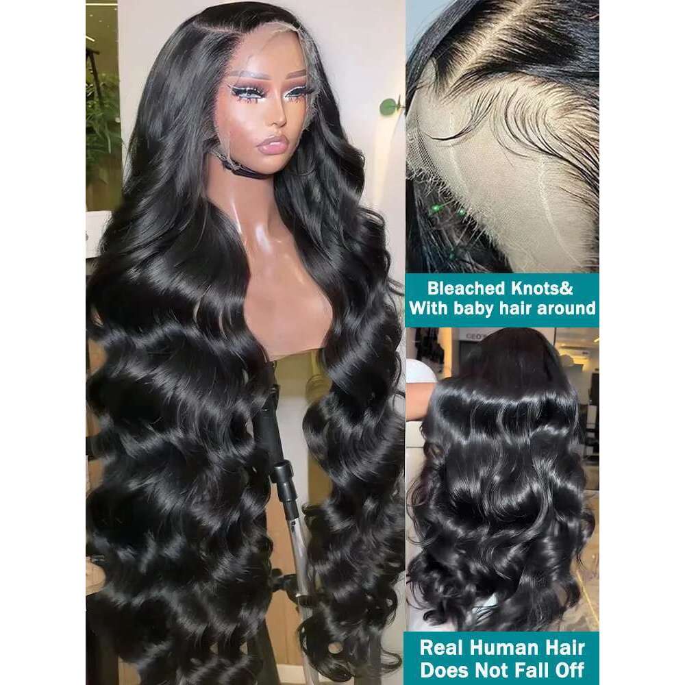 300 Density Body Wave Front 13x4 13x6 40 Inch 5x5 Closure Gluless Transparent Human Hair Lace Frontal Wig Sale