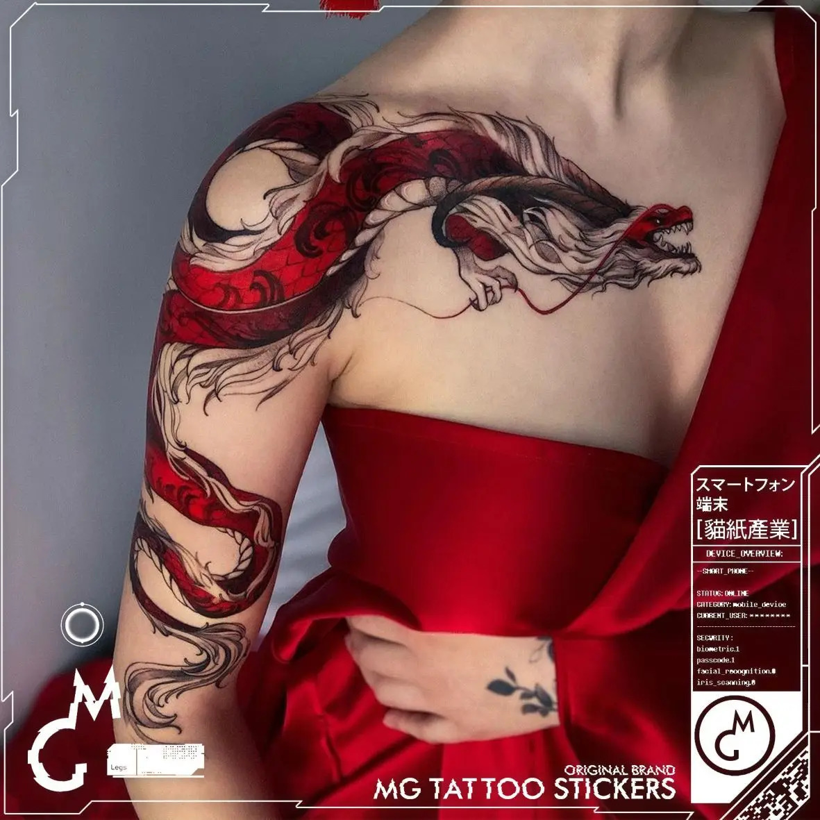 Chinese Retro Dragon Temporary Tattoo Art Lasting Fake Tattoo for Woman Thigh Red Sexy Sticker Waterproof Tatuajes Temporales 250515