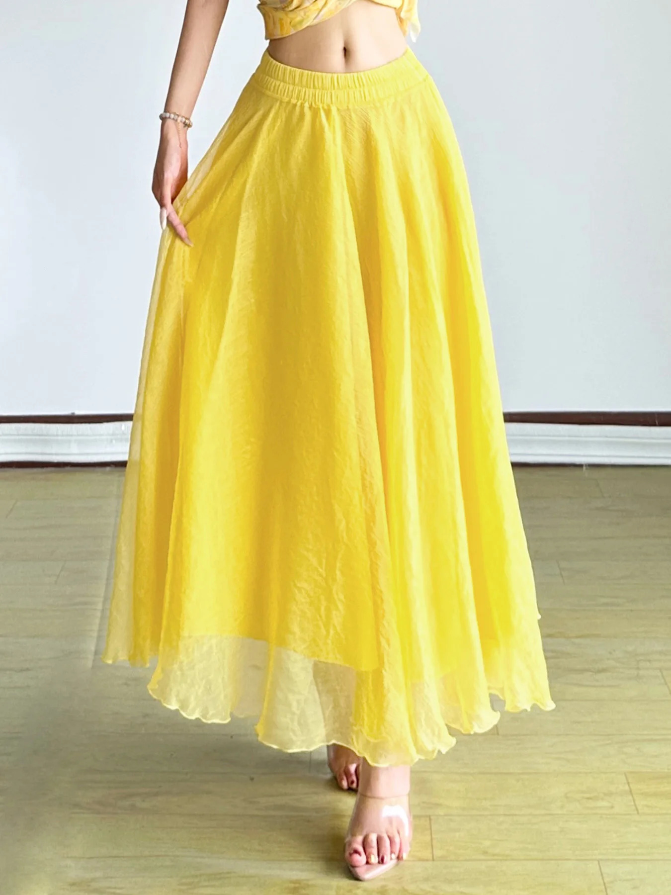IAMSURE Prairie Chic Dress Sets Women Holiday 2 Piece Deep VNeck Ruffles Sleeveless Mini MidWaisted Maxi Skirts 250520