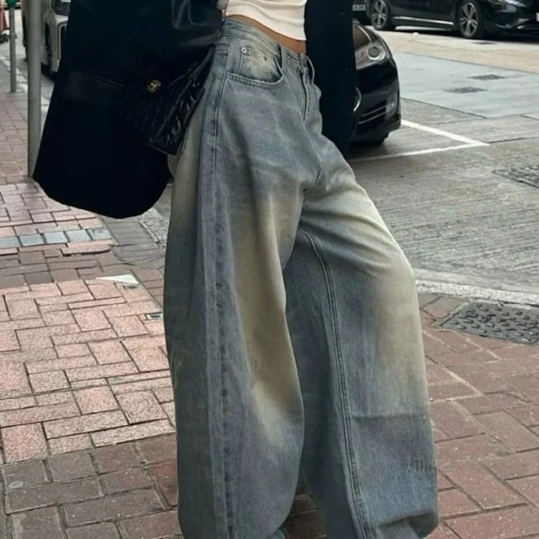 Vintage Chicly Slim Button Female High Waisted Jeans American Basic Simple Casual Fashion S-3XL Baggy Jeans Women 250520