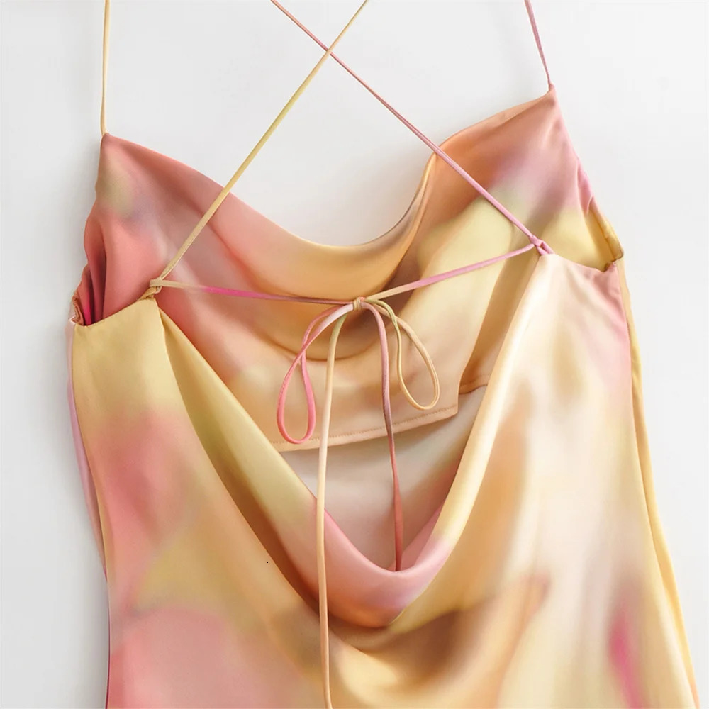 UNIZERA womens tie dye camisole dress with backless decoration for spring and summer casual wear 250520