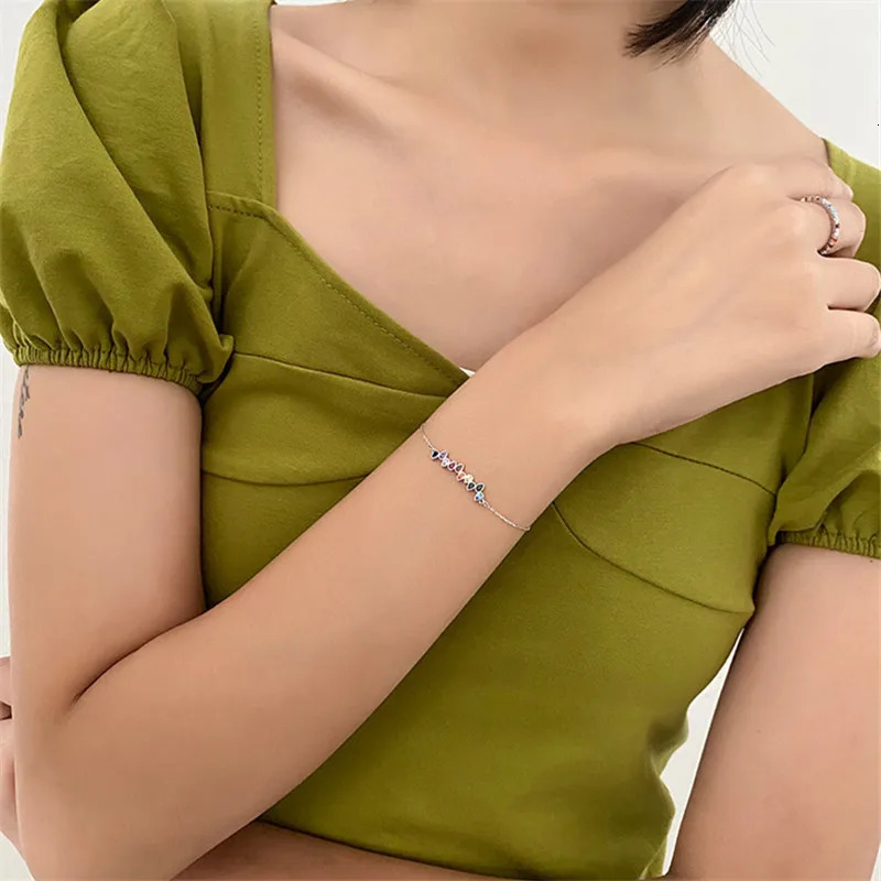 925 Sterling Silver Simple Creative Color Crystal Bracelet Women Fashion Trend Party Jewelry Accessories Valentines Day Gift 250520