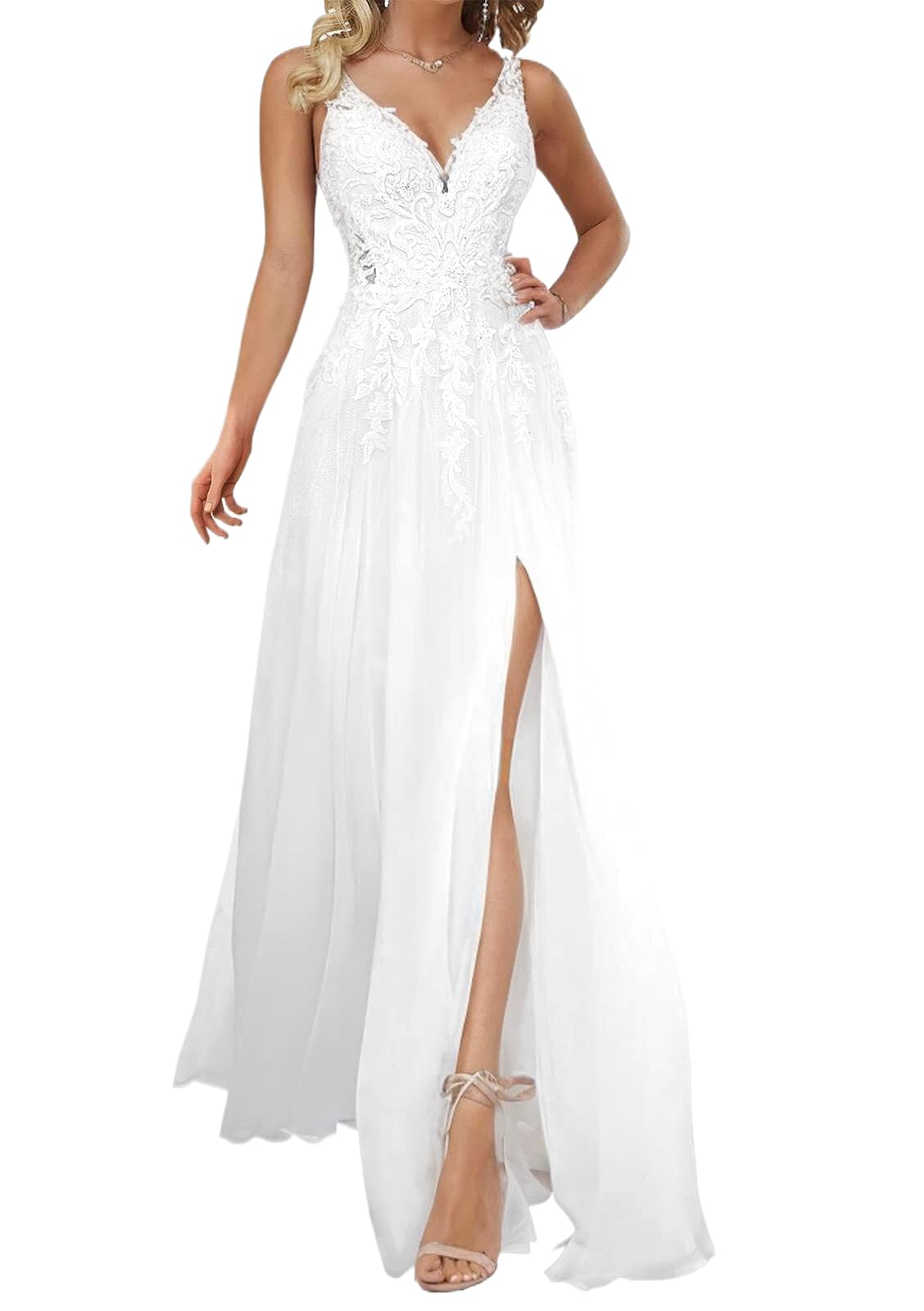 Lace Wedding Dress for Bride 2025 Beach Bride Dresses Wedding Dress V Neck Bridal Gowns