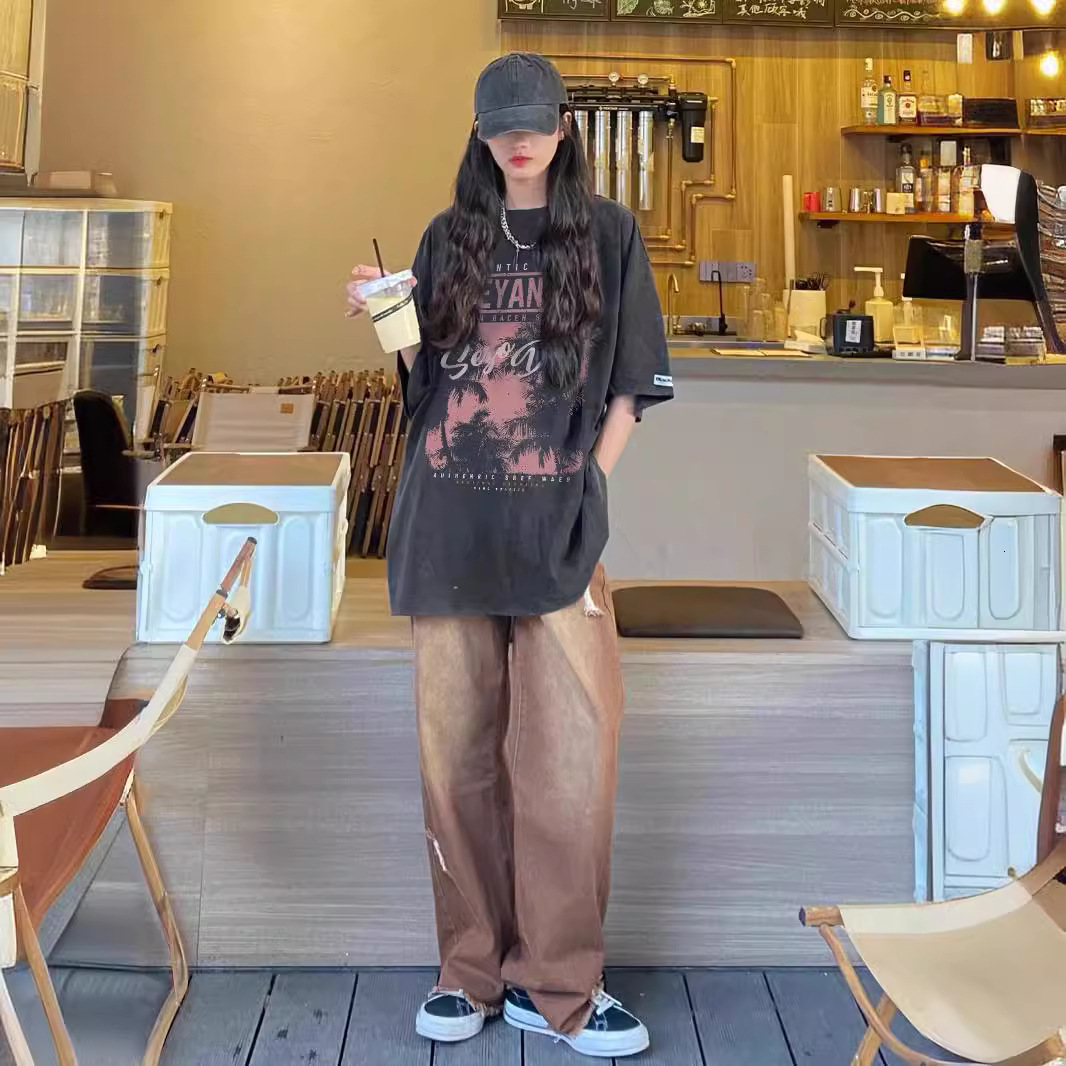Fashion Casual T-shirt Designer Clothing, Pure Cotton Large T-shirt, Women's Short Sleeved Summer Fashion Top 2025 New Item