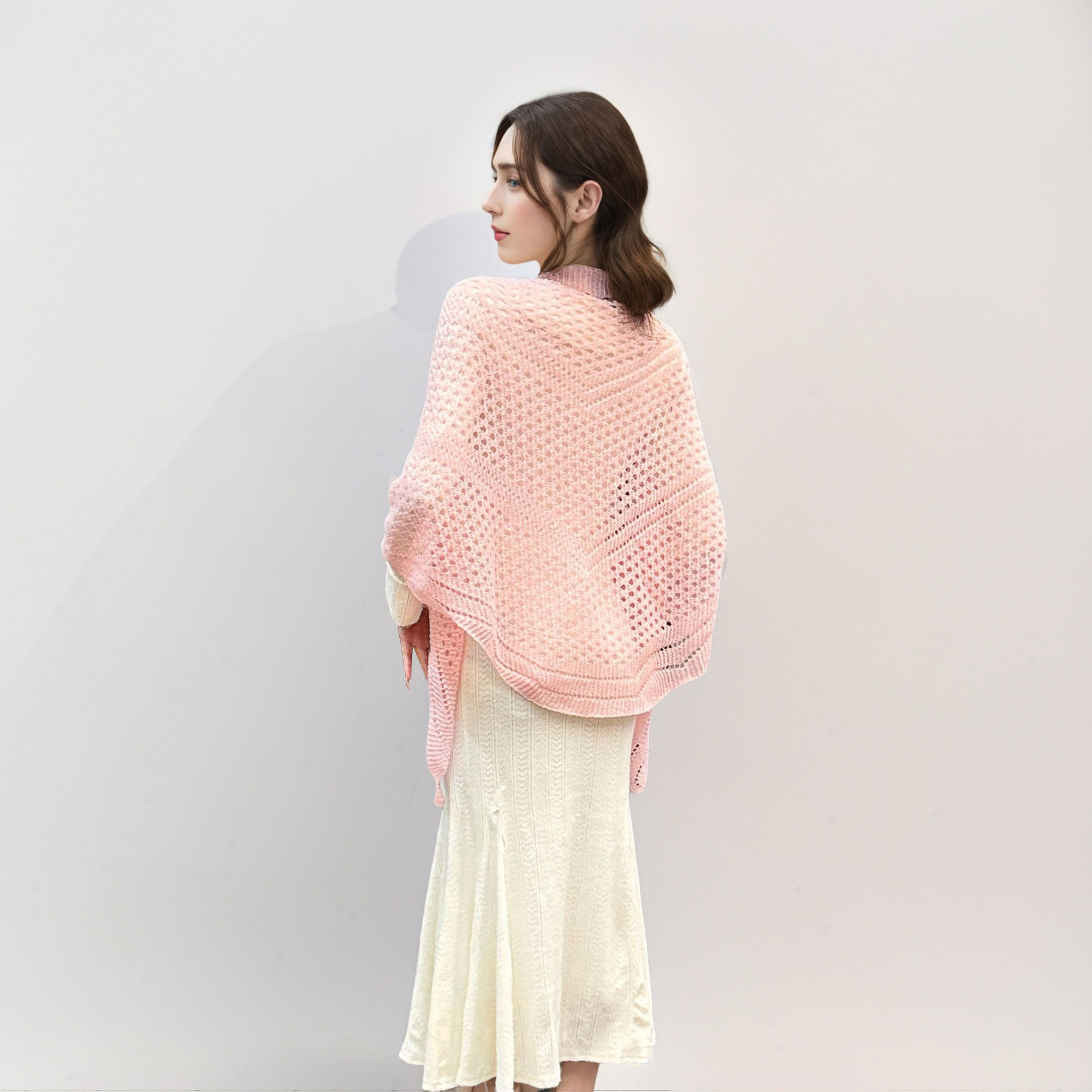 K777 New hollow triangle scarf sunscreen versatile temperament slim shawl small waistcoat cardigan women's outer wear thin small shawl