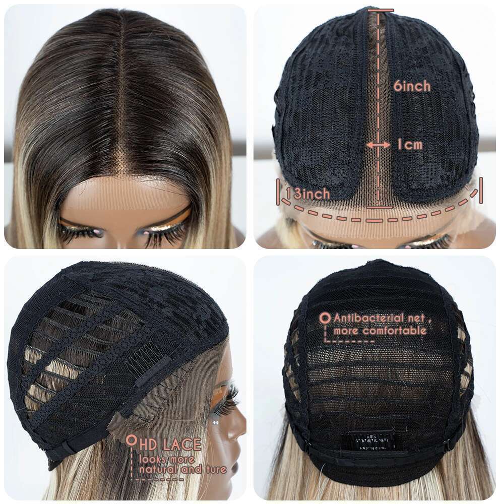 Synthetic Piano Blonde Brown Black Wigs 38 Inch Long Cosplay Straight Lace Front Wig