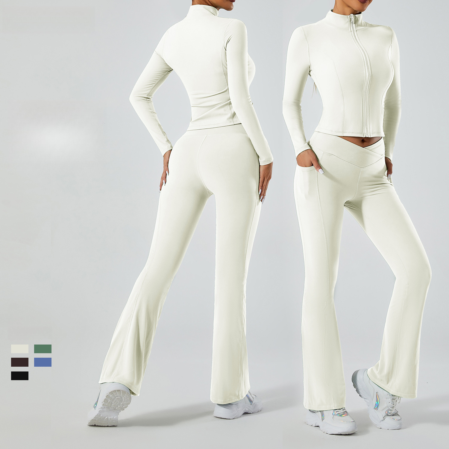 Shaved nude sexy jacket, high waist tight fit, hip lifting, fitness yoga pants, sports suit