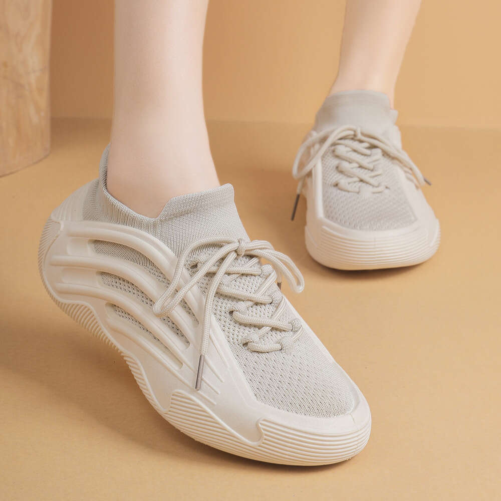 Sock women's spring NEW TOP new style, niche thick fly woven sports and leisure shoes, soft soled breathable fitness running shoes