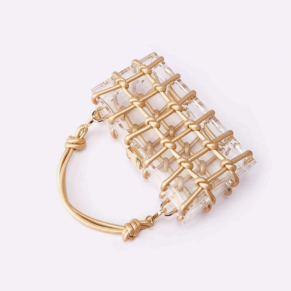 Women's shiny rhinestone handmade dinner bag, acrylic handbag, hand-held bag