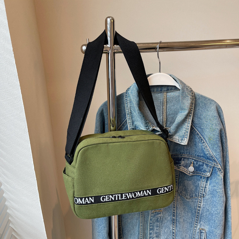 Casual letter diagonal canvas for women 2025 new Gentlewoman simple and fashionable handbag shoulder bag