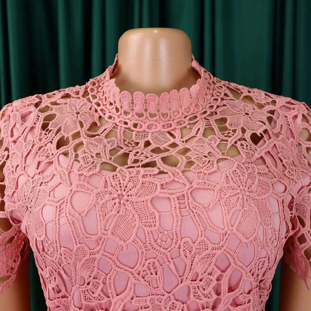 Elegant Jumpsuits & Rompers For Women O Neck Lace Patchwork Short Sleeve Sashes High Waisted Birthday Party Dinner Outfit