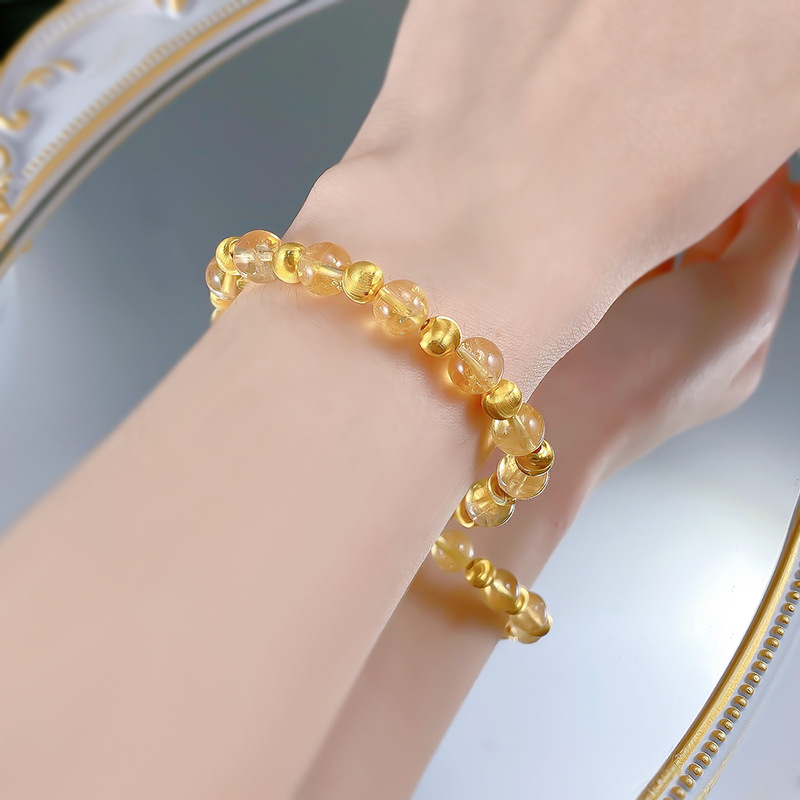 S925 Sterling Silver Luxury Gold-Plated Beaded Bracelet with Transparent Gemstones, Elegant and Stylish for Women