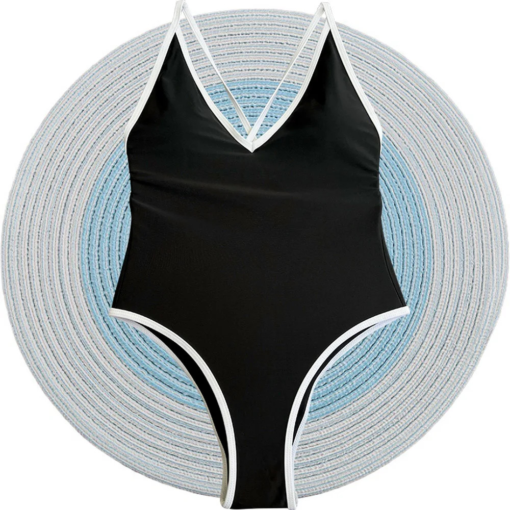 One Piece Swimsuit 2025 Halter Bandage Swimwear Women Padded Swimsuit Bride Bathing Suit Beachwear Monokini Female Swimming Suit 250516