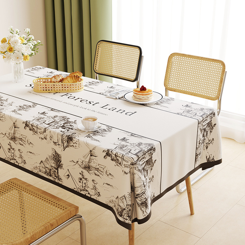 T0471 new lambskin printed tablecloth light luxury atmosphere tablecloth waterproof and oil-proof washable coffee table cloth heat insulation